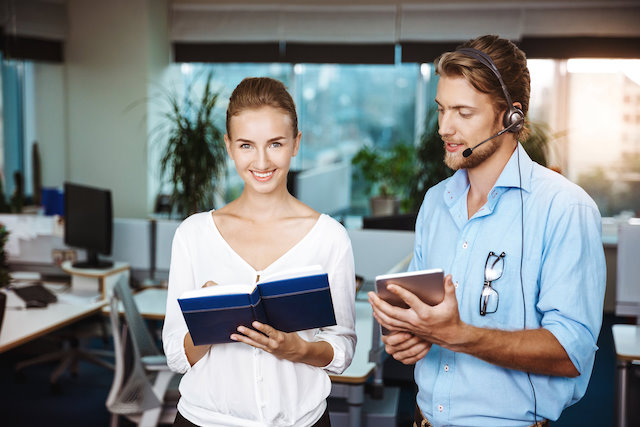 young man and woman ready to copy